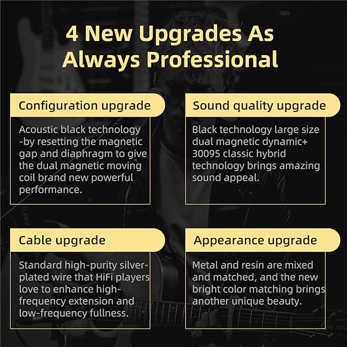 KZ ZSN PRO X in Ear Monitor Headphones Gaming Earbuds, High Fidelity Wired Earbuds, Hybrid Dual Driver IEMS Earphones with 1BA 1DD Detachable Tangle-Free Cable for Computer Tablet (Gold, Without Mic)