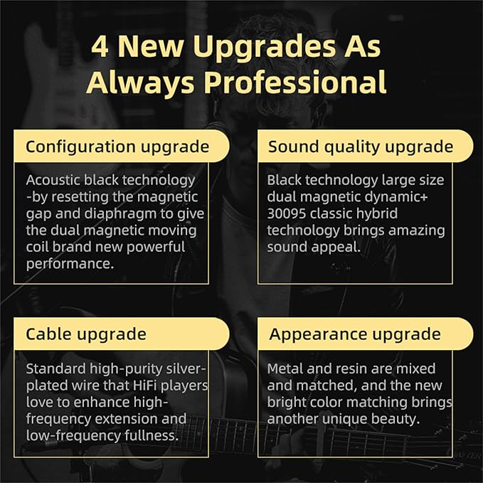 KZ ZSN PRO X in Ear Monitor Headphones Gaming Earbuds, High Fidelity Wired Earbuds, Hybrid Dual Driver IEMS Earphones with 1BA 1DD Detachable Tangle-Free Cable for Computer Tablet (Gold, with Mic)