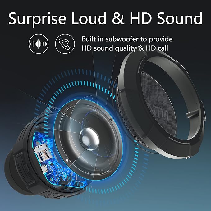 MANTO Bluetooth Speaker IPX5 Waterproof Portable Shower Speaker, 12H Battery, Bluetooth & Micro SD Playback (Up to 32GB, Card Not Included), Compact Design for Travel, Camping, Hiking, and Home