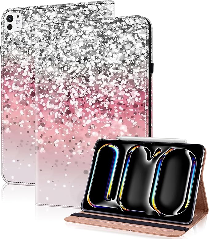 Case for iPad Pro 13 inch (M5/M4) 2025/2024, Premium Leather Folio Stand Protectors Cover with Auto Wake/Sleep, Pencil Holder, Hand Strap and Card Slots - Gradation