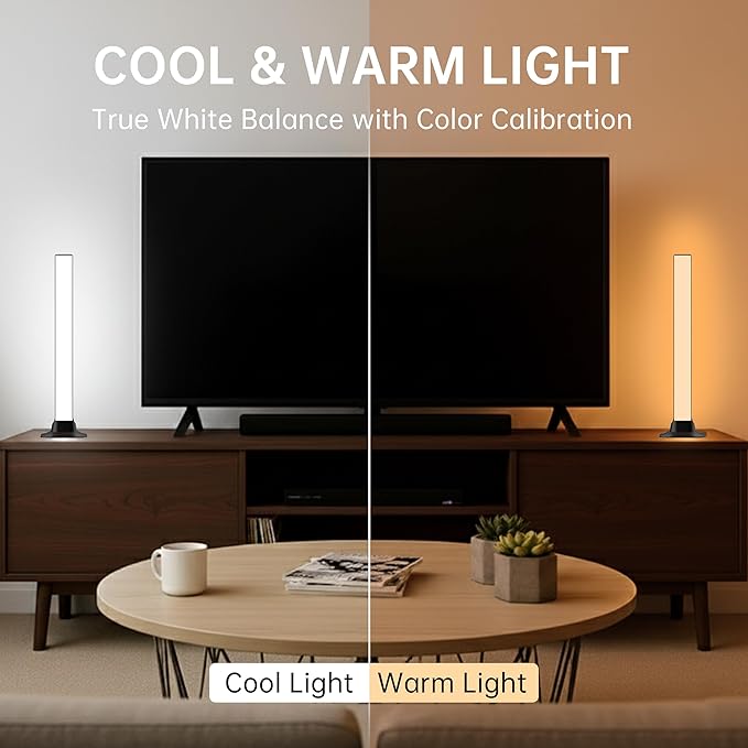 Smart RGB Light Bars for Gaming Desk & TV, 9.5" LED Monitor Backlight for PC Gaming, Ambient Lighting for TV Room (Fits up to 75"), Music Sync Color Changing TV Backlight, Bluetooth App Control