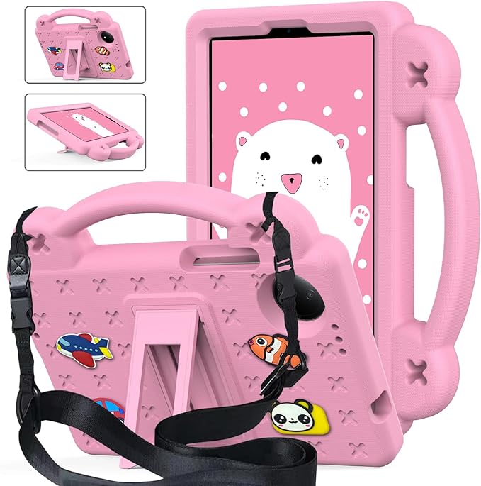 AKABEILA Compatible with Doogee U11/U11 Pro 2025 11 inch/Tab G6/Tab G6+ 11 inch/Infinix Xpad 20 2025 inch/Umidigi G7 Tab Pro 2024 11 inch Tablet Case, Shoulder Strap & Stand Handle Pink