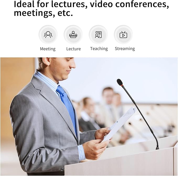 BOYA Desktop Gooseneck Condenser Microphone 18" Podium Microphones with Base LED Indicator XLR Mic for Meetings Video Conferences Streaming Lectures BY-GM18CB