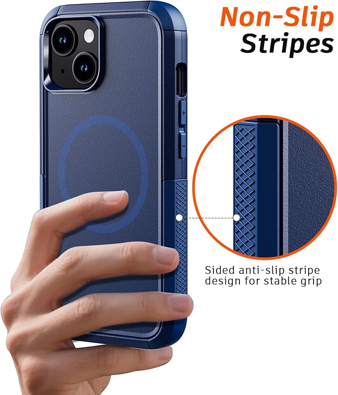 Diverbox for iPhone 15 Case [Compatible with MagSafe] [Shockproof] [Dropproof] [with Screen Protector ] Heavy Duty Protection Phone Case Cover for Apple iPhone 15 2023 6.1 inch (Blue)