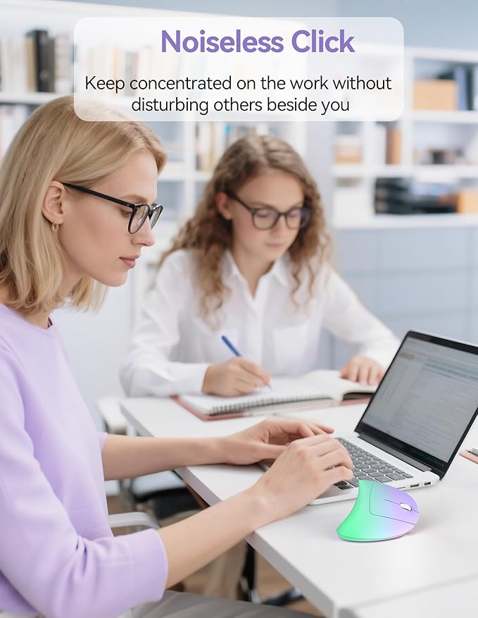 TECKNET Ergonomic Mouse, Wireless Rechargeable Vertical Mouse for Carpal Tunnel Right Hand, 4800 DPI 5 Adjustable Levels 2.4GHz with USB-A Receiver, Silent Click, for Laptop, PC, MacBook, Desktop