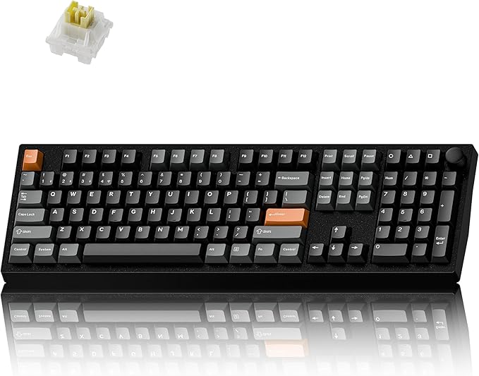 Keychron P6 Ultra 8K Polling Rate Full-Size Aluminum Wireless Mechanical Keyboard, 2.4 GHz/Bluetooth/Wired Custom RGB, Hot-Swappable Silent Banana Switch for Mac Windows Linux - Black