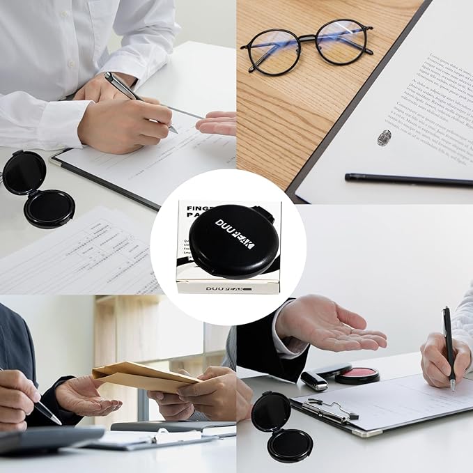 Fingerprint Ink Pad, Quick-Drying & Portable, for Office Notary Supplies, Identification Security ID & Law Enforcement Fingerprint Cards Stamp Pad (Black, 1 Pack