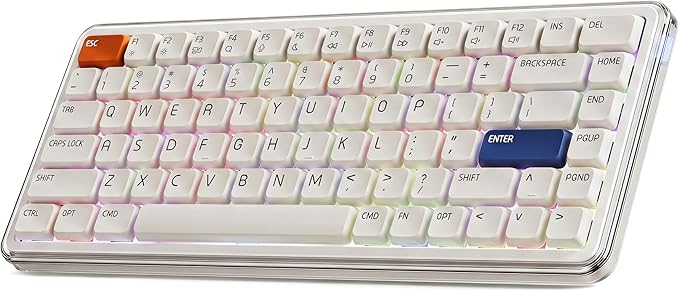 MelGeek O2 Wireless Mechanical Quiet Keyboard for Work, 75% Compact Office Keyboard, Low Profile, with Hot-Swappable and Pre-lubed Linear Switches,Bluetooth/2.4 GHz/USB-C for Mac Windows Linux
