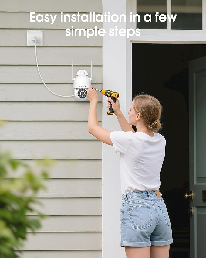ARCCTV 2K Security Cameras Outdoor, 360°Pan-Tilt View 2.4G/5G WiFi Security Camera with Motion Tracking, Spotlight & Siren, 2-Way Audio, Full Color Night Vision, Waterproof (2 Pack)
