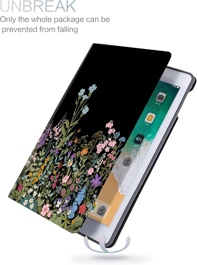 for iPad Air 2/1 Case 2014/2013, for iPad 5Th/6Th Generation Case 2017/2018 9.7-inch, Auto Wake/Sleep, Adjustable Stand, Flowers