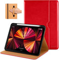 DTTO Case for iPad Pro 11 Inch 4th / 3rd / 2nd / 1st Generation 2022/2021/2020/2018,Premium PU Leather Folio Stand Cover with Hand Strap, Auto Wake/Sleep,Multiple Viewing Angles, Bright Red