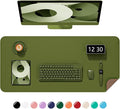 Desk Pad, 30" x 14" PU Leather Non-Slip Desk Mat Large Mouse Pad for Desktop, Waterproof Laptop Computer Writing Mat for Office, Home, Work, Gaming, Grass Green