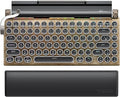 7KEYS Typewriter Keyboard Wireless Retro Style, Vintage Classical Mechanical Keyboard with Bluetooth for IPAD PC/Laptop Mac/Phone (Wood+Wrist)