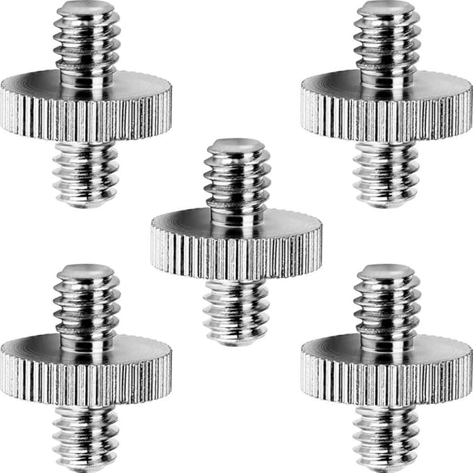 Anwenk Standard 1/4"-20 Male to 1/4"-20 Male Threaded Tripod Screw Adapter Standard Tripod Mounting Thread Camera Screw Adapter Converter, Precision Made (5 Pack)