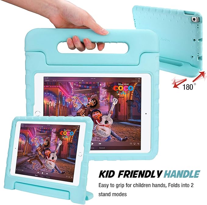 ProCase Kids Case for iPad 9th Generation/iPad 8/iPad 7, iPad 10.2 Case 2021 2020 2019/iPad Air 10.5/iPad Pro 10.5 Kids Case, Shockproof Lightweight Case with Convertible Handle -Aqua