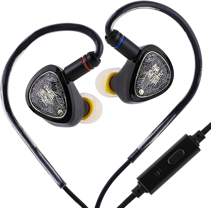 Linsoul TANGZU Wan'er S.G II in Ear Monitor,HiFi Wired Earbuds,10mm Dynamic Driver PET Diaphragm Gaming IEM Earphones with 2Pin Detachable OFC Cable for Audiophile DJ Stage (Clear Black, 3.5mm Mic)