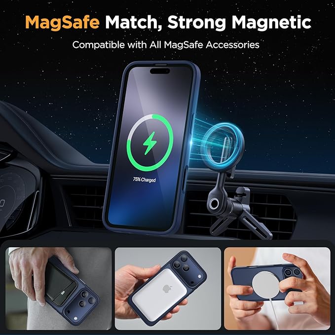 Miracase Magnetic for iPhone 17 Pro Max Case (Compatible with MagSafe) with Screen Protector Military-Grade Protection, Anti-Fingerprint Matte Phone Cover for iPhone 17 Pro Max 6.9 inch, Blue