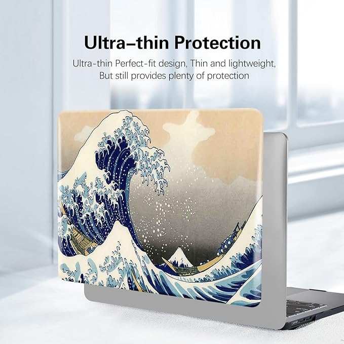 Funut Compatible with MacBook Air 13 Inch Case A1466 & A1369, Hard Plastic Protective Case Air 13.3 Scratch-Free Rubberized Case Cover for 2010-2017 Older MacBook Air 13.3", Sea Wave