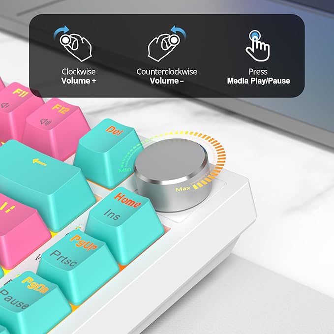 400PRO 75% Wireless Creamy Mechanical Keyboard Pink, Gasket Hot Swappable RGB Gaming Keyboard, Bluetooth/2.4GHz/USB-C Cute Keyboard with Pre-lubed Cream Grey Switches (82 Pink Cyan) ﻿