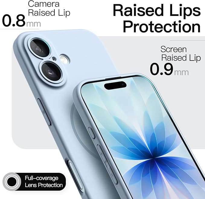 JETech Magnetic Slim Case for iPhone 17 6.3-Inch, Compatible with MagSafe, Ultra-Thin Lightweight Minimalist Phone Cover with Matte Finish and Full Camera Lens Protection (Mist Blue)