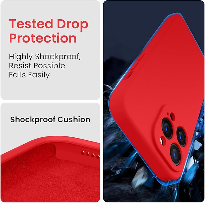 FireNova Designed for iPhone 14 Pro Case, Silicone Upgraded [Camera Protection] Phone Case, Soft Anti-Scratch Microfiber Lining Inside, 6.1 inch, Red