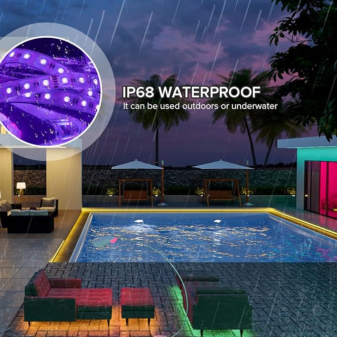 BTF-LIGHTING IP68 Waterproof Outdoor RGBW LED Strip 5050SMD RGB+Cool White(6000K-7000K) 4 Color in 1 DC24V 5m 16.4ft 60LED/m Multi-Colored Light White PCB Can Work Outdoor(No Adapter or Controller)