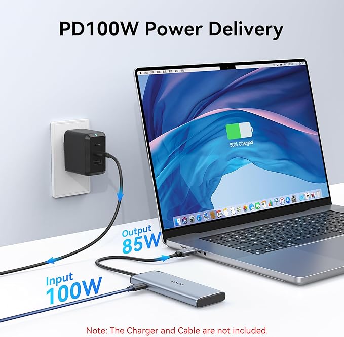 USB C to USB C Hub Dual Monitor, USBC Splitter with 4K@60Hz DP Alt Mode Video Output, 10Gbps Data Transfer, 100W PD Charging, Dual Monitors Adapter for Laptop, Portable Monitor and More Type C Devices