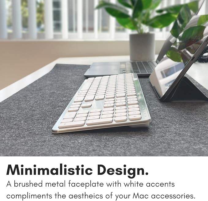 Macally Premium Bluetooth Keyboard for Mac - Compatible Apple Keyboard with Numeric Keypad - Multi Device Wireless for MacBook Pro/Air, Mac mini Pro, iMac, Laptop