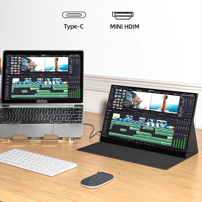 Portable Monitors Portable-Monitor-for-Laptop - 15.6'' 4K FHD IPS Display USB-C HDMI with Speakers External Monitor