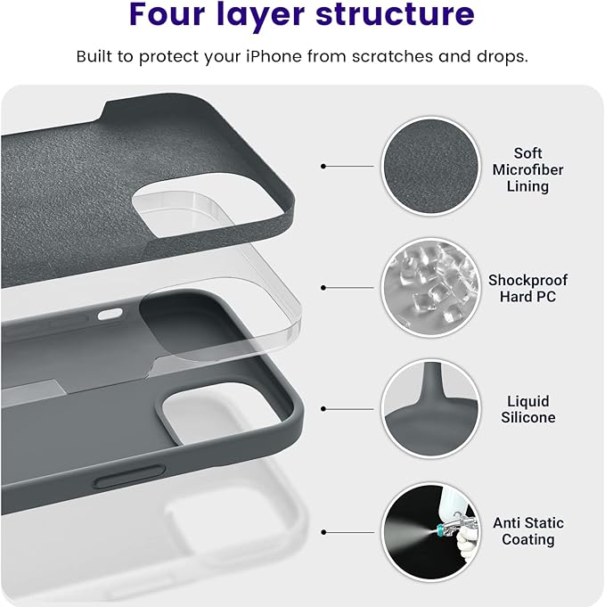 OTOFLY Designed for iPhone 13 Case, Silicone Shockproof Slim Thin Phone Case for iPhone 13 6.1 inch Space Gray