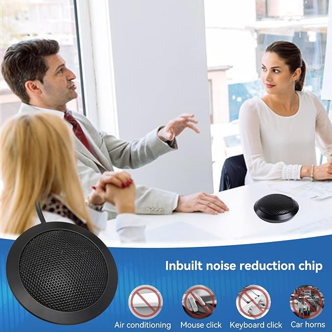 Cyrank USB Conference Microphone, USB Microphone Computer Desktop Mic 360° Omnidirectional Condenser Microphone for Pc Desk Microphone for Video