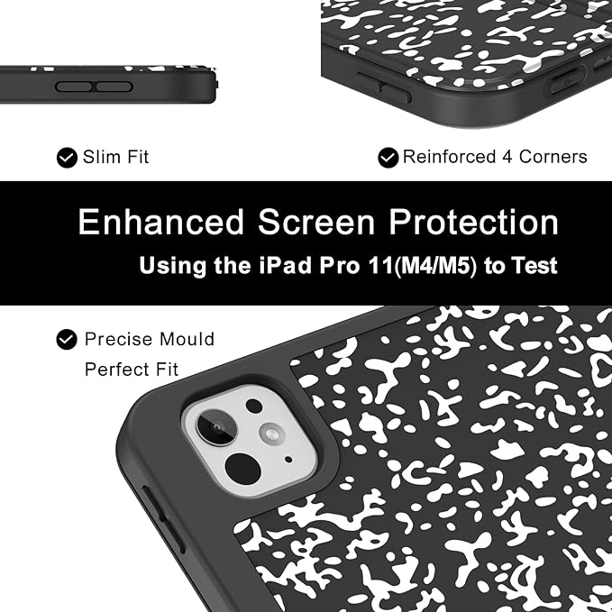 Soke Case for New iPad Pro 11 Inch (M5/M4) 5th Generation 2024-2025 with Pencil Holder - [Shockproof + Apple Pencil Charging + Auto Wake/Sleep], Soft TPU Back Cover for iPad Pro 11", Book Black