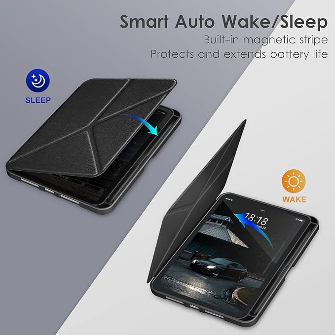 DTTO Case for iPad mini 7 (A17 Pro) 2024 / iPad mini 6 2021 8.3 inch with Pencil Holder, Multi-Angle Magnetic Standing Cover for iPad mini 7th/6th Generation [Auto Wake/Sleep], Black