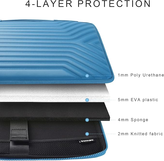 DOMISO 14 Inch Shockproof Waterproof Laptop Sleeve with Handle Lightweight Soft EVA Tablet Case for 14" Laptops/Lenovo ThinkPad/HP Pavilion 14 Stream 14 / Dell, Blue