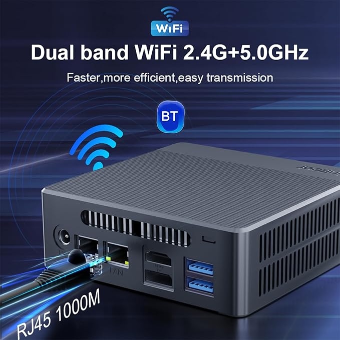 Docooler N9 Compact PC N100 16GB DDR4 Dual Band WiFi Portable Desktop Computer Support 4K Dual Screen Display for Home Office Business