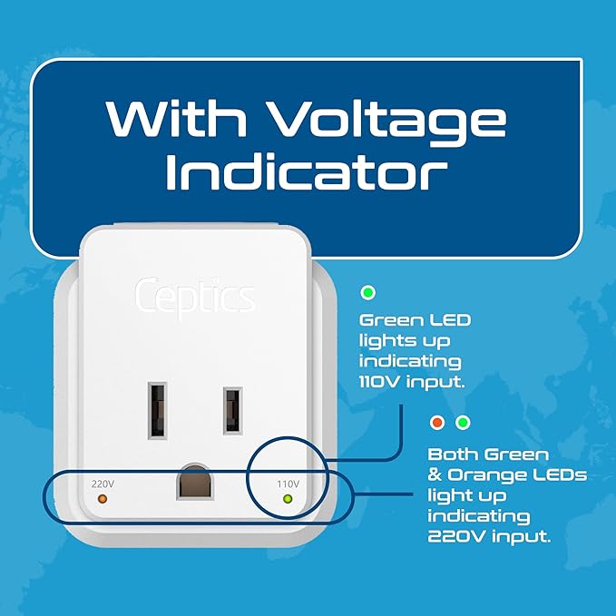 Ceptics Japan, Philippines Power Travel Plug Adapter Set, 20W PD & QC, Safe Dual USB & USB-C 3.1A - 2 USA Socket - Compact - Use in USA, Bahamas, Canada Includes Type A, Type B Swadapt Attachments