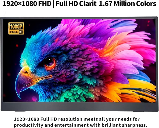 18.5 Inch Large Portable Monitor for Laptop, 120Hz 1080P FHD IPS Portable Travel Second Screen Display for/Phone/Xbox PS4/5, 100% sRGB, Dual Speakers, VESA & Storage Bag