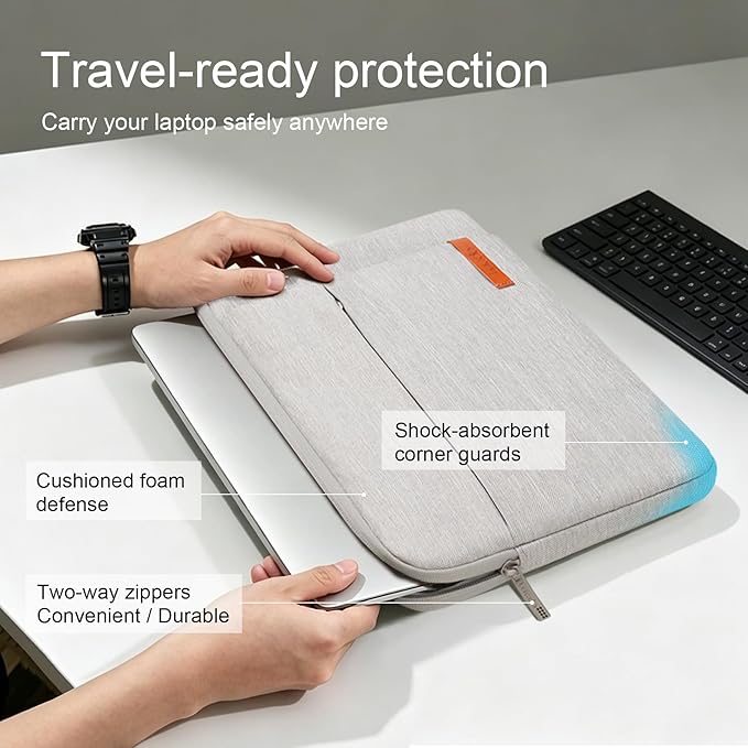 Lacdo Laptop Sleeve Case for 15 inch New MacBook Air M5/A3448 (2026), M4 A3241 2025, M3 A3114, M2 A2941 2024-2023, 15 inch MacBook Pro A1990 A1707 Computer Case Bag with Accessory Pocket, Gray