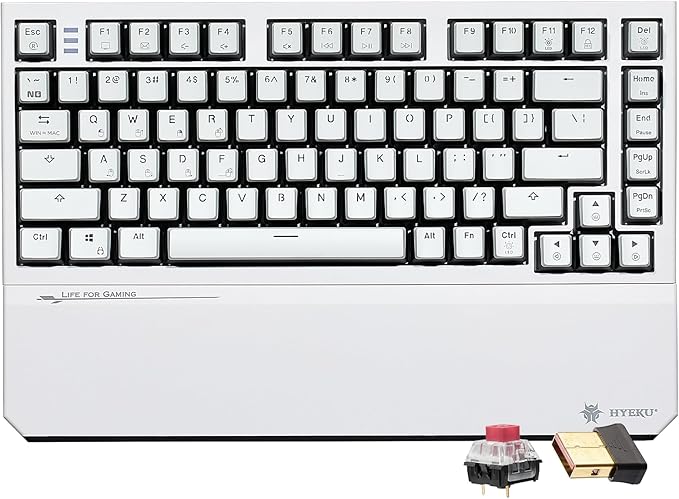Hexgears X2 TKL Wireless Mechanical Gaming Keyboard with Magnetic Wrist Rest, Dual-Mode 2.4GHz/USB-C Ergonomic Keyboard, Pre-lubed Linear Switches, White LED Backlit Computer Gaming Keyboards