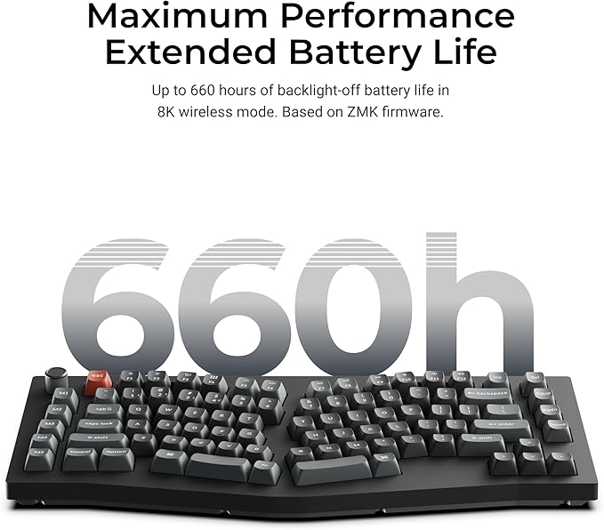 Keychron V10 Ultra 8K Wireless Mechanical Keyboard, 75% Alice Ergonomic Layout, 8000Hz 2.4GHz/Bluetooth 5.3/USB-C Wired, Hot-Swappable ZMK Custom Keyboard with Knob,PBT Keycaps for Mac & Windos