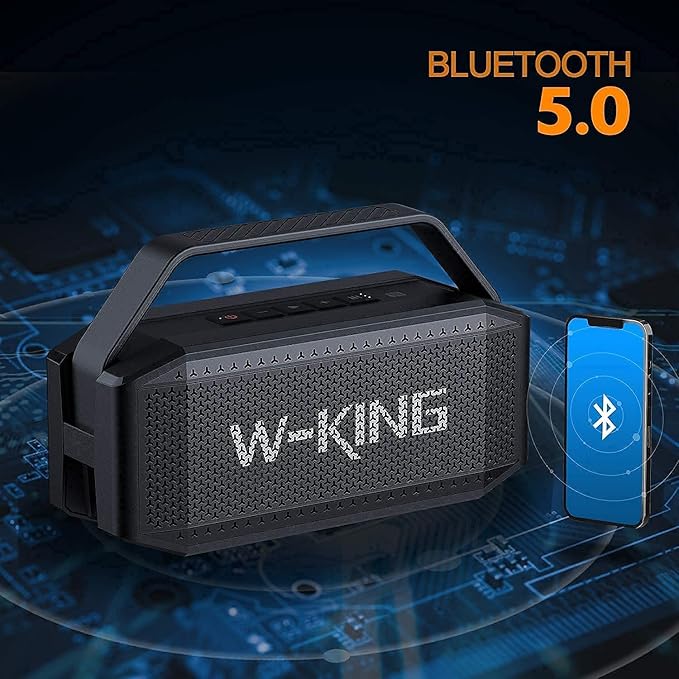 W-KING Loud Bluetooth Speaker, 100W Max IPX6 Portable Outdoor Speakers Bluetooth Wireless/60W Deep Bass Radiator/2 Subwoofer/2 Pairing/40H/TF/AUX/EQ, IPX6 Party Big Large Waterproof Speaker Boombox
