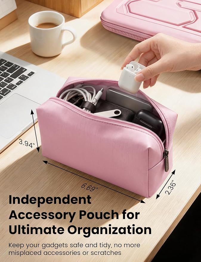 DOMISO Laptop Hard Case 15-16 inch Waterproof Shockproof Hard Shell Laptop Sleeve with Handle & Storage Pocket, Compatible with MacBook, HP, Dell,Pink