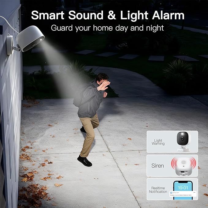 VIMTAG 2.5K Cameras for Home Security Outdoor/Indoor, Color Night Vision Security Camera for Baby/Pet/Dog/Nanny, Light/Siren, Motion Detection, 2-Way Audio, Work with Alexa, Cloud/Card Storage, 2Pcs