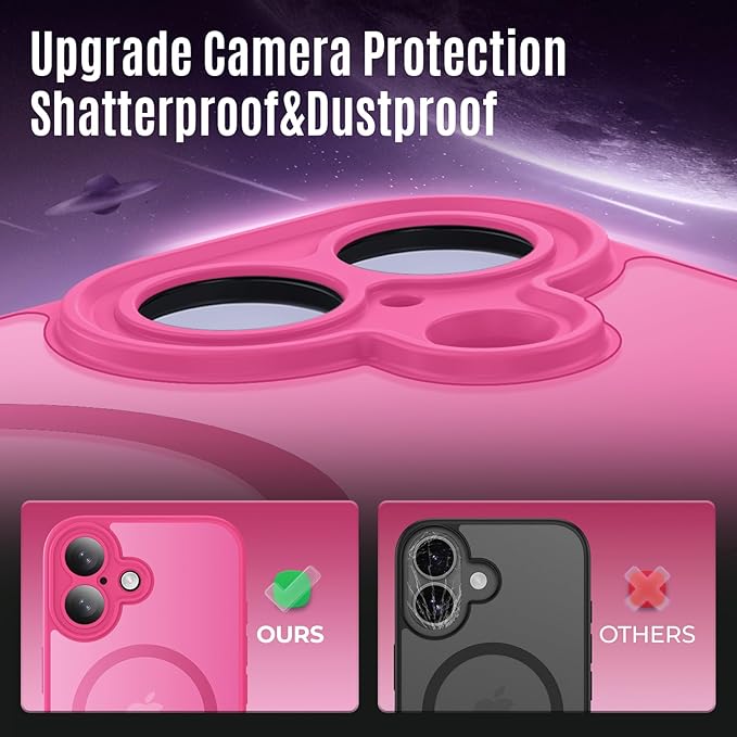 Symcele Designed for iPhone 17 Case, Compatible with MagSafe, [Camera Protection] [15FT Military Droptection] Shockproof Translucent Matte Anti-Slip Phone Case, 6.3", Hot Pink