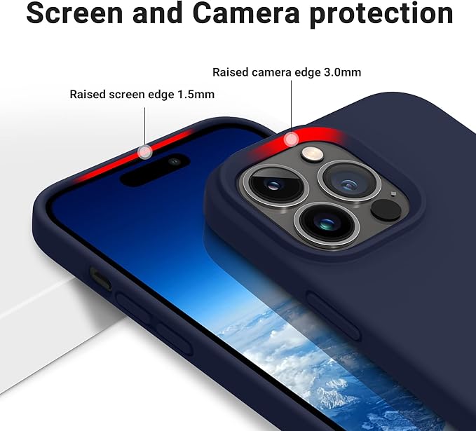 OTOFLY Designed for iPhone 14 Pro Case, Silicone Shockproof Slim Thin Phone Case for iPhone 14 Pro 6.1 inch (Midnight Blue)