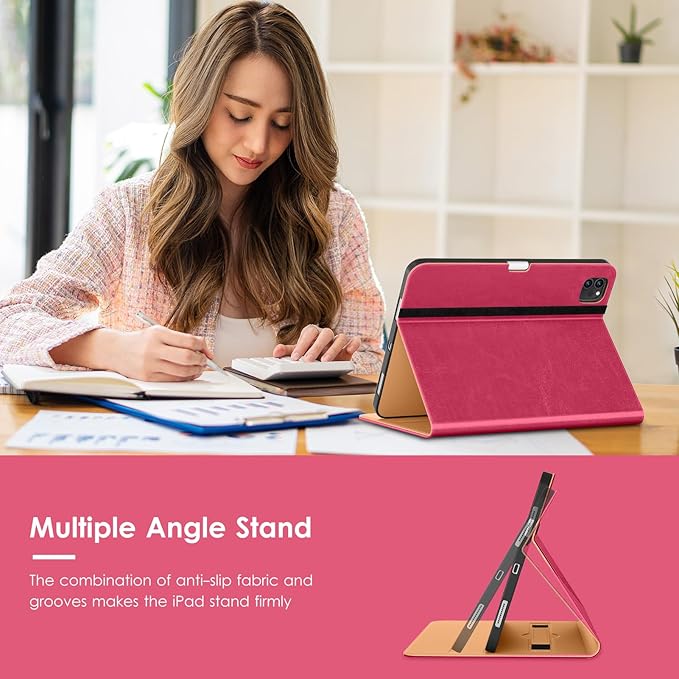 VIKESI Case for iPad Air 13 inch (M4) 2026 / (M3) 2025 / (M2) 2024,Premium Leather Folio,Apple Pencil Holder,Auto Sleep/Wake,Stand Cover - Peach