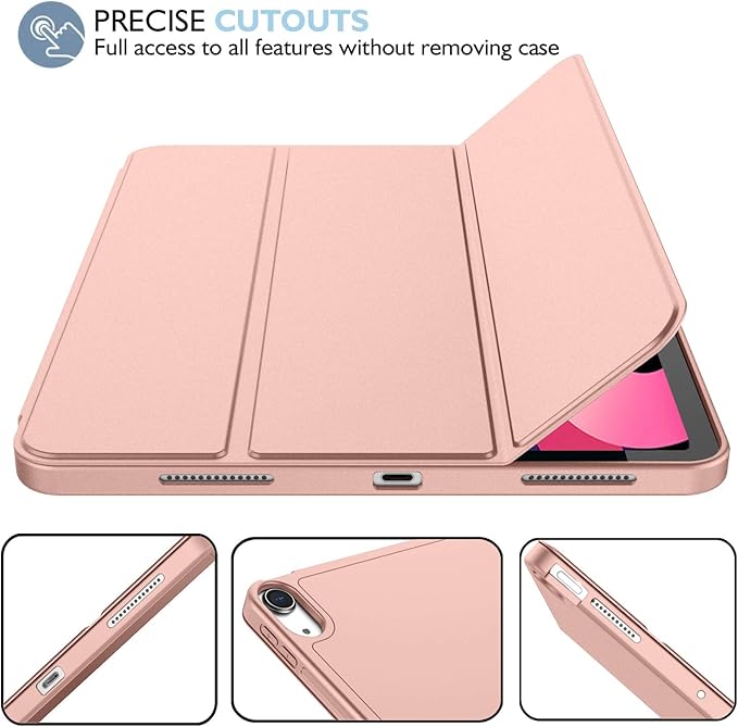 iMieet iPad Air 11 Inch Case M4/M3/M2(2026/2025/2024), iPad Air 5th/4th Generation Case 2022/2020 10.9 Inch with Pencil Holder,Trifold Stand Smart Case with Soft TPU Back(Rose Gold)