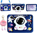 3D Cute Astronaut Case for iPad 10th Gen (2022) 10.9 inch/iPad (A16) 11th 2025 11 inch,Cartoon Pretty Space Astronaut Soft Silicone Foldable Stand Case with Lanyard for Kids Teens Girl Women
