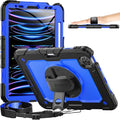 Timecity Case for iPad Pro 11 inch 4th Generation 2022, Shockproof Case with Screen Protector &Pencil Holder+Rotating Stand+Handle for iPad Pro 11 2021/2020/2018 (3rd, 2nd, 1st Gen) - Dark Blue