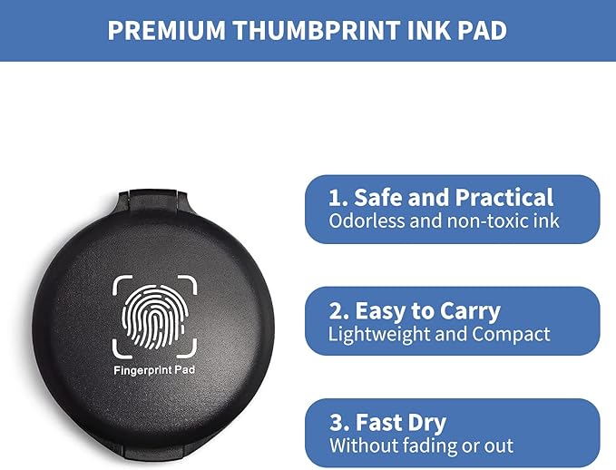 SAYEEC Fingerprint Ink Pad (Pack of 2), Thumbprint Ink Pad for Office Notary Supplies Identification Security ID Fingerprint Cards, Law Enforcement Fingerprint Kit Black Thumb Print Ink Pad Stamp Pad